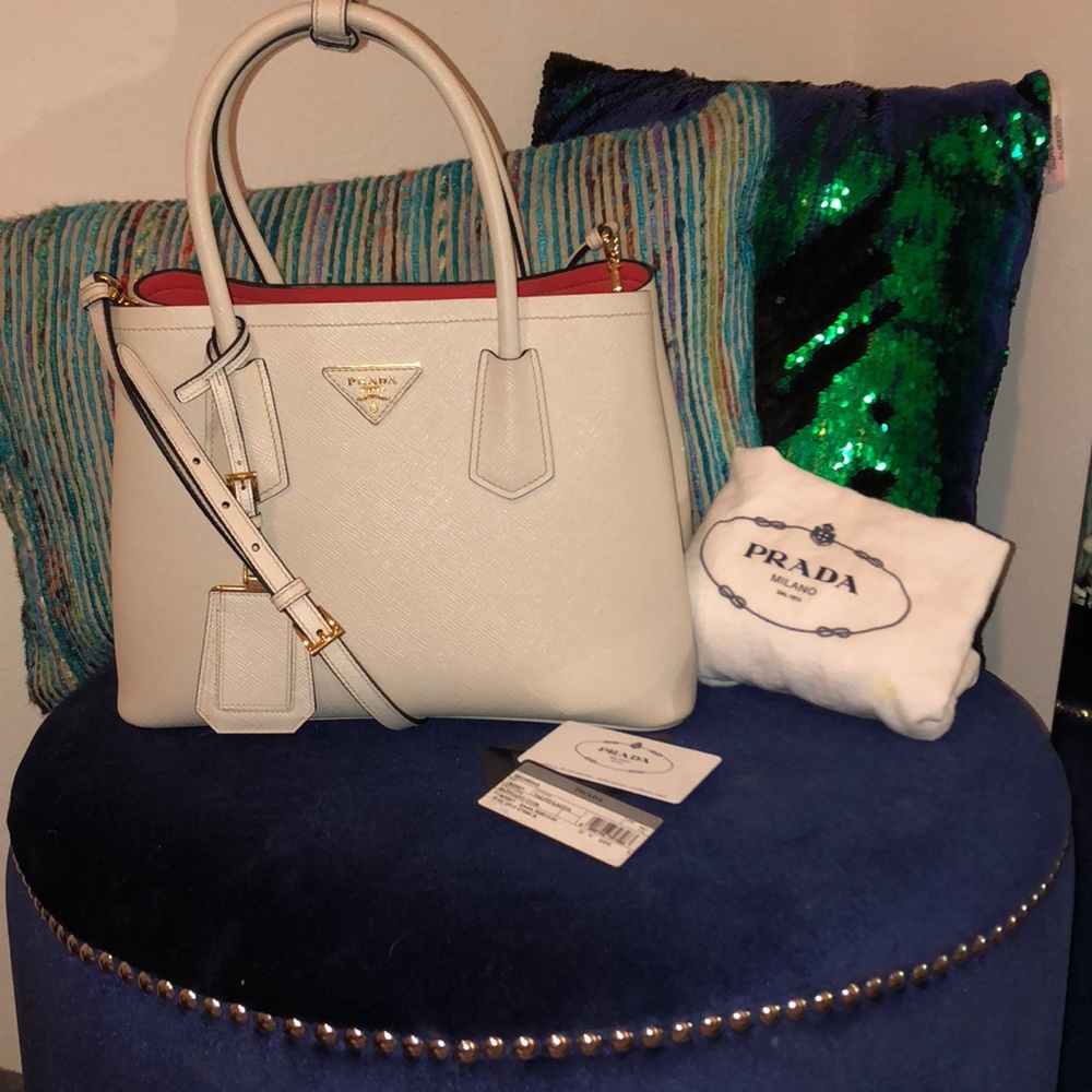 Prada Saffiano Cuir Talco/Lacco Chalk